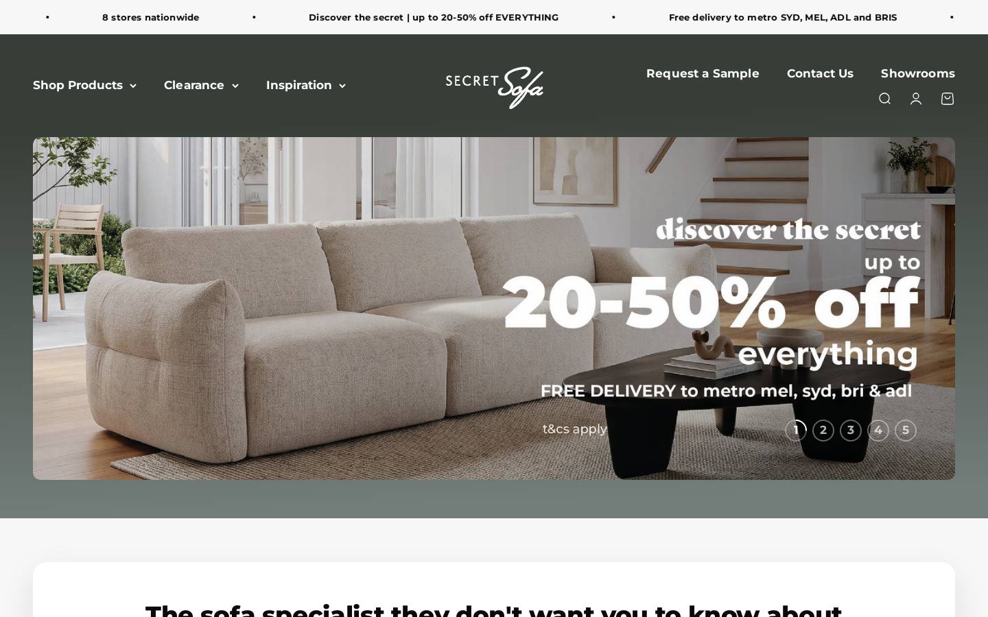 Secret Sofa homepage screenshot