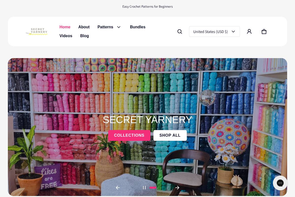 secretyarnery.com homepage screenshot