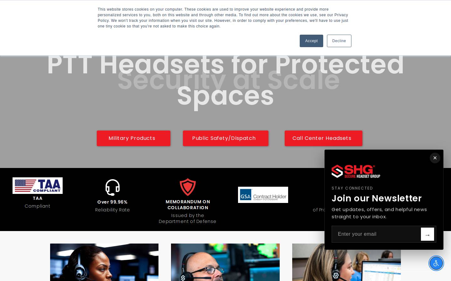secureheadsets.com homepage screenshot