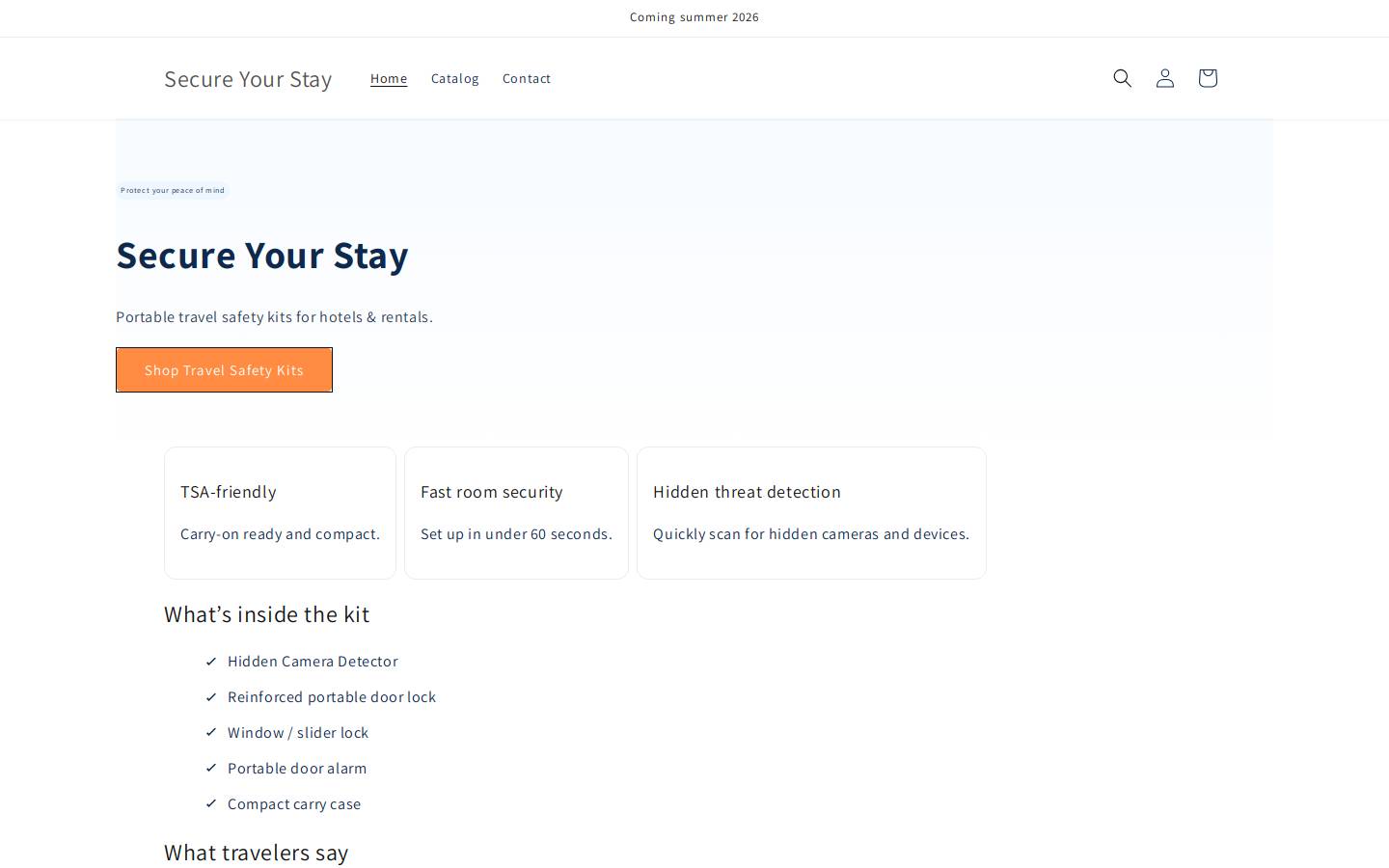 secureyourstay.com homepage screenshot
