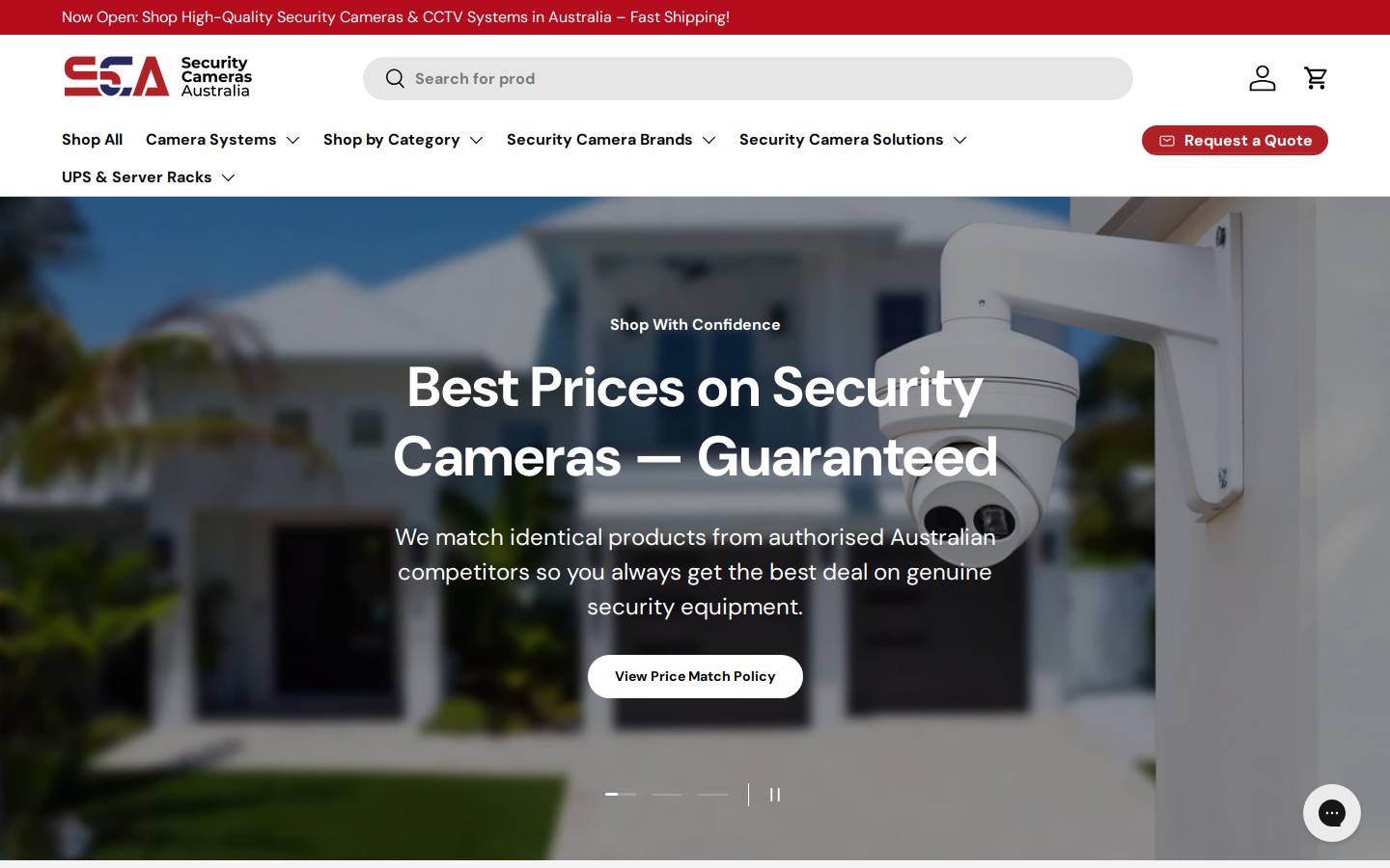 securitycamerasaustralia.com.au homepage screenshot