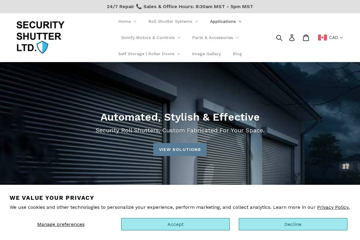 securityshutter.ca homepage screenshot