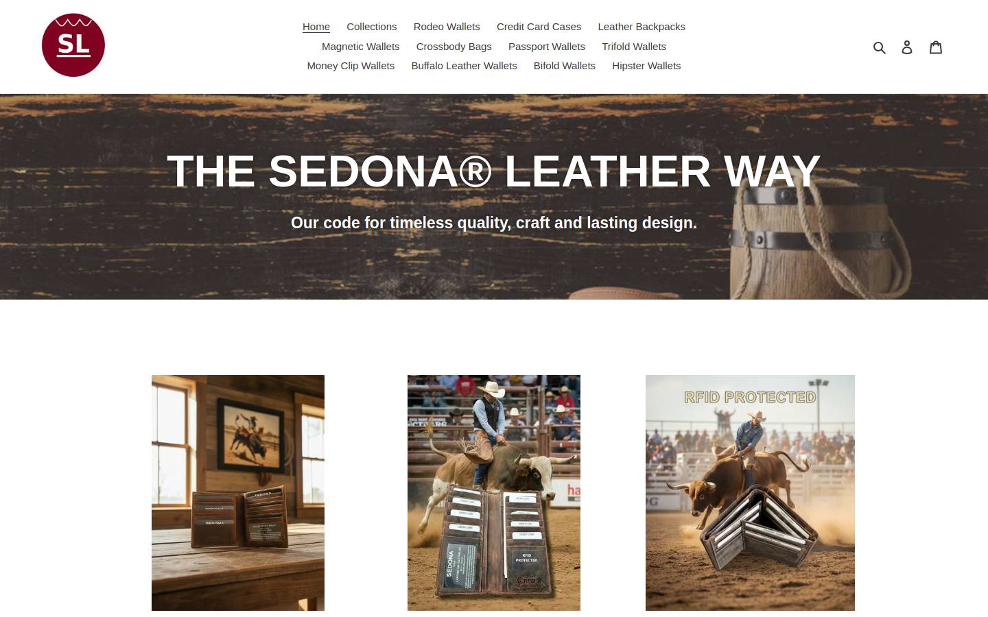 sedonawallets.com homepage screenshot