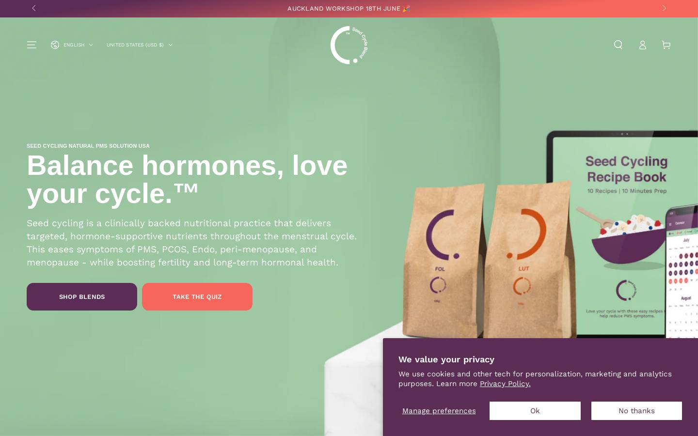 Seedcycleblend homepage screenshot