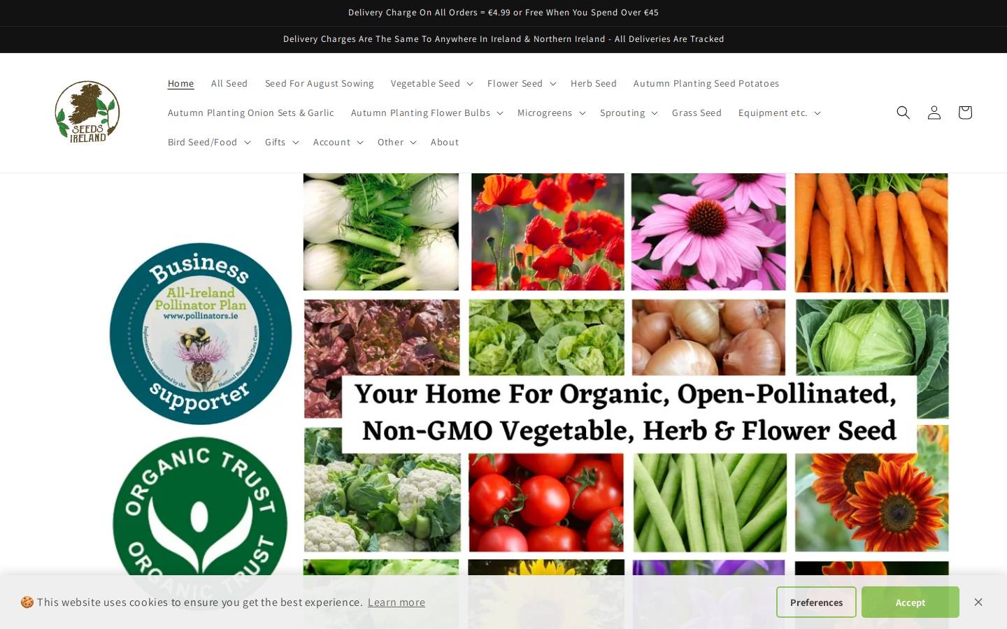 Seeds Ireland homepage screenshot