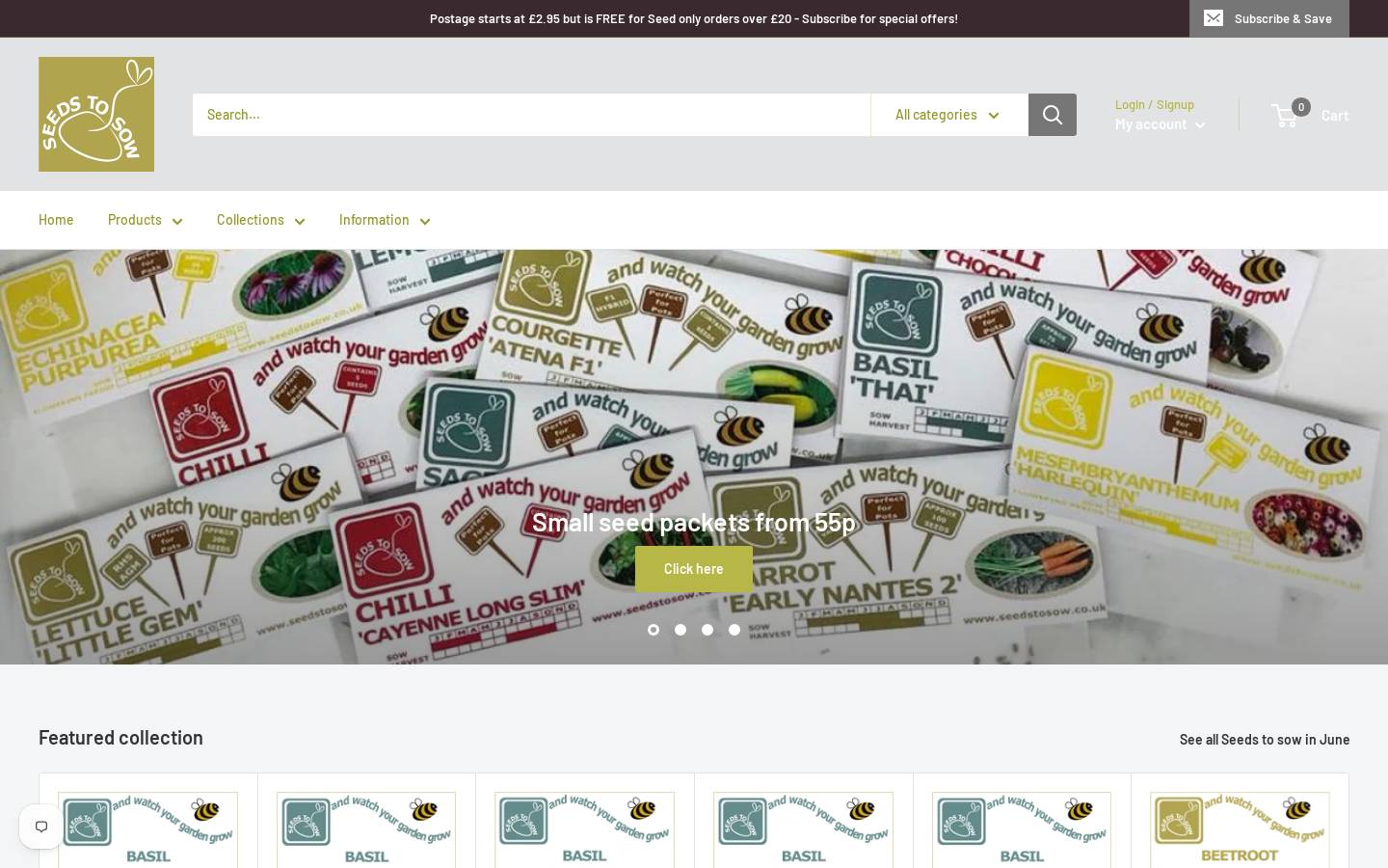 Seeds to Sow homepage screenshot