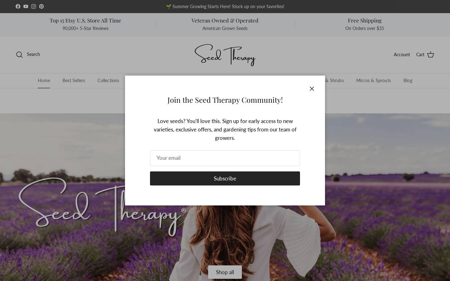 Seedtherapy homepage screenshot