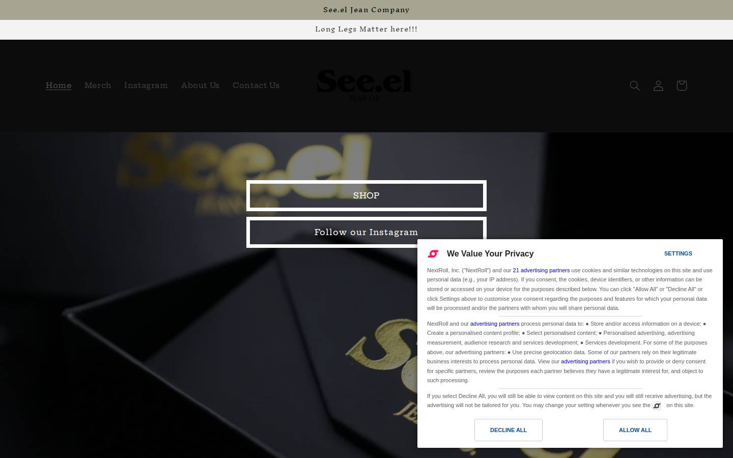 seeeljeans.com homepage screenshot