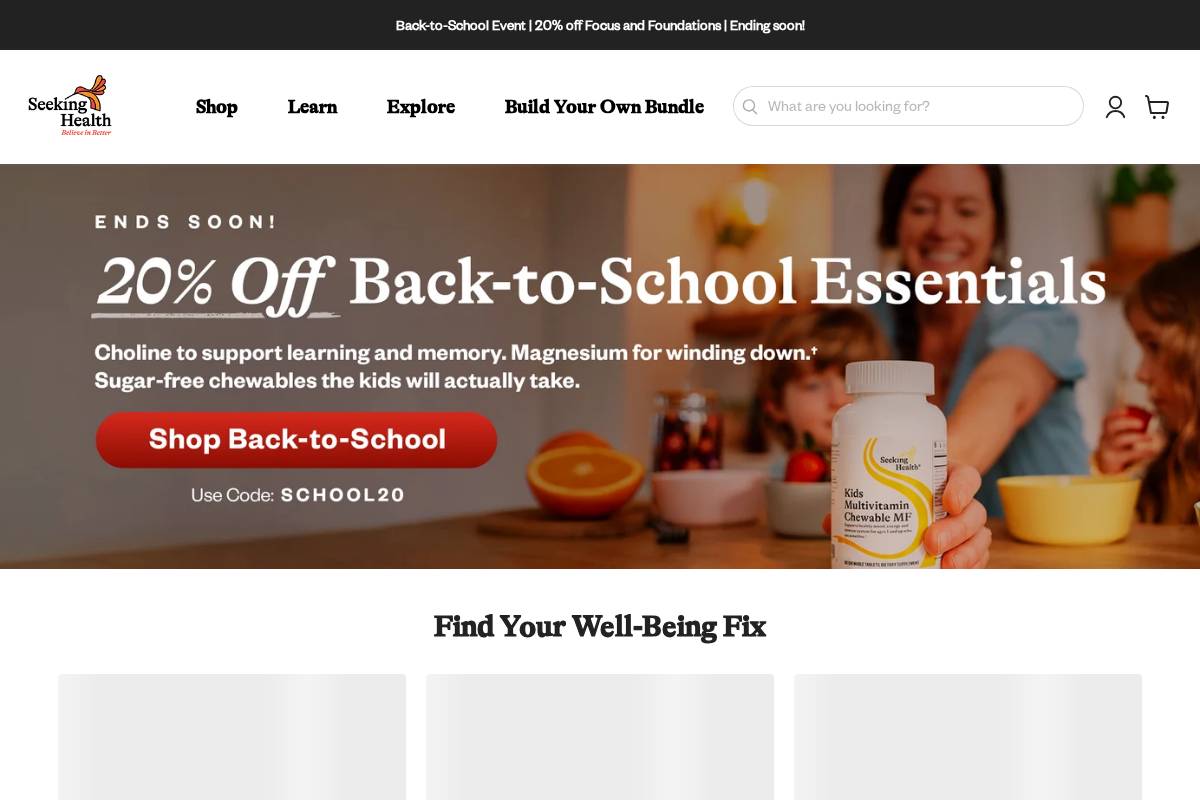 seekinghealth.com homepage screenshot