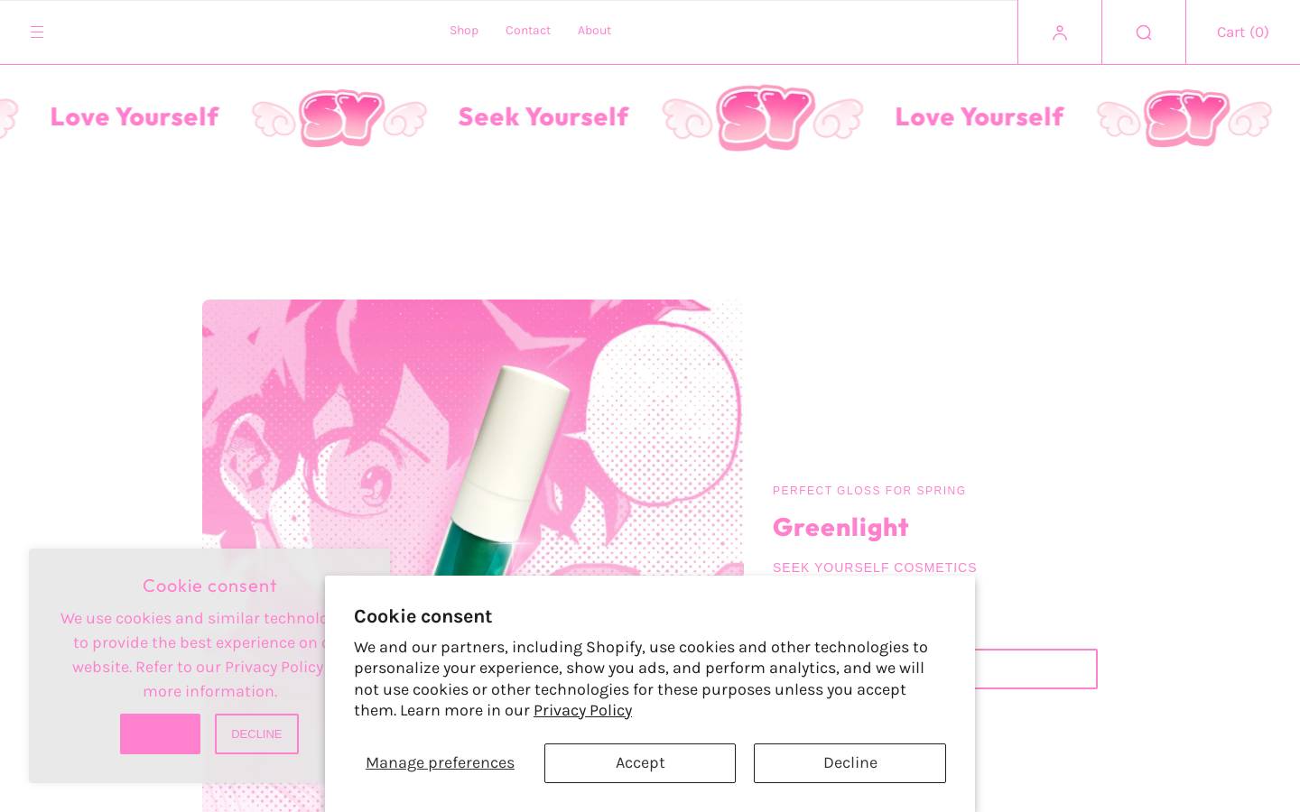 seekyourselfcosmetics.com homepage screenshot