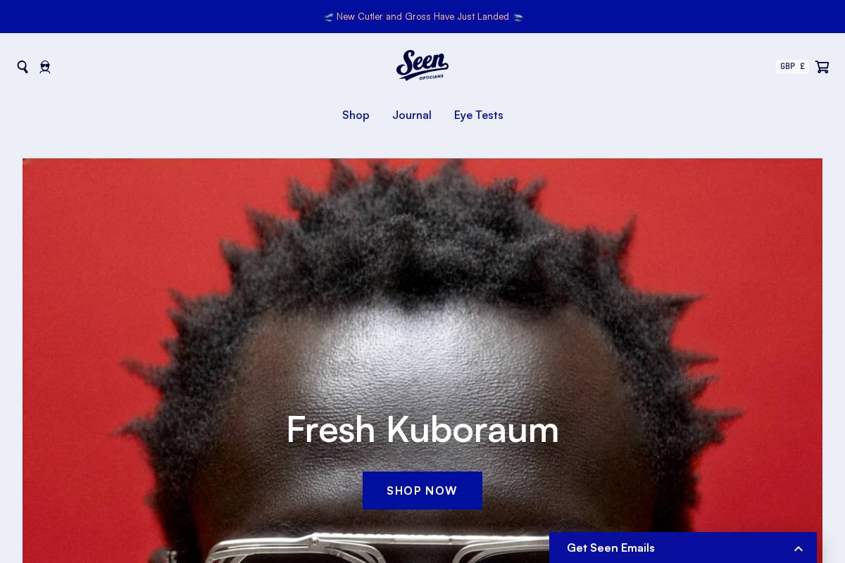 Seen Opticians homepage screenshot