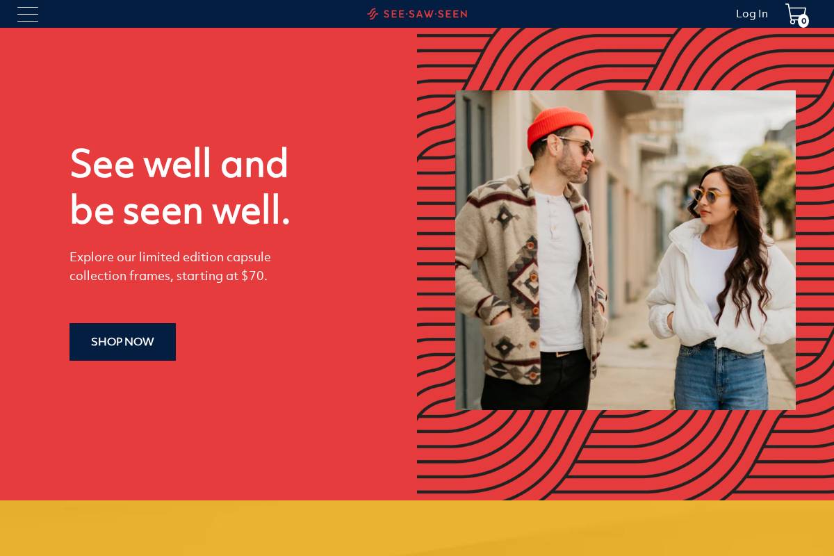 seesawseeneyewear.com homepage screenshot