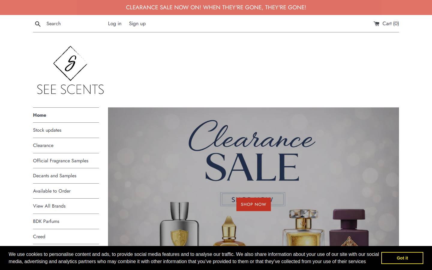 Seescents homepage screenshot