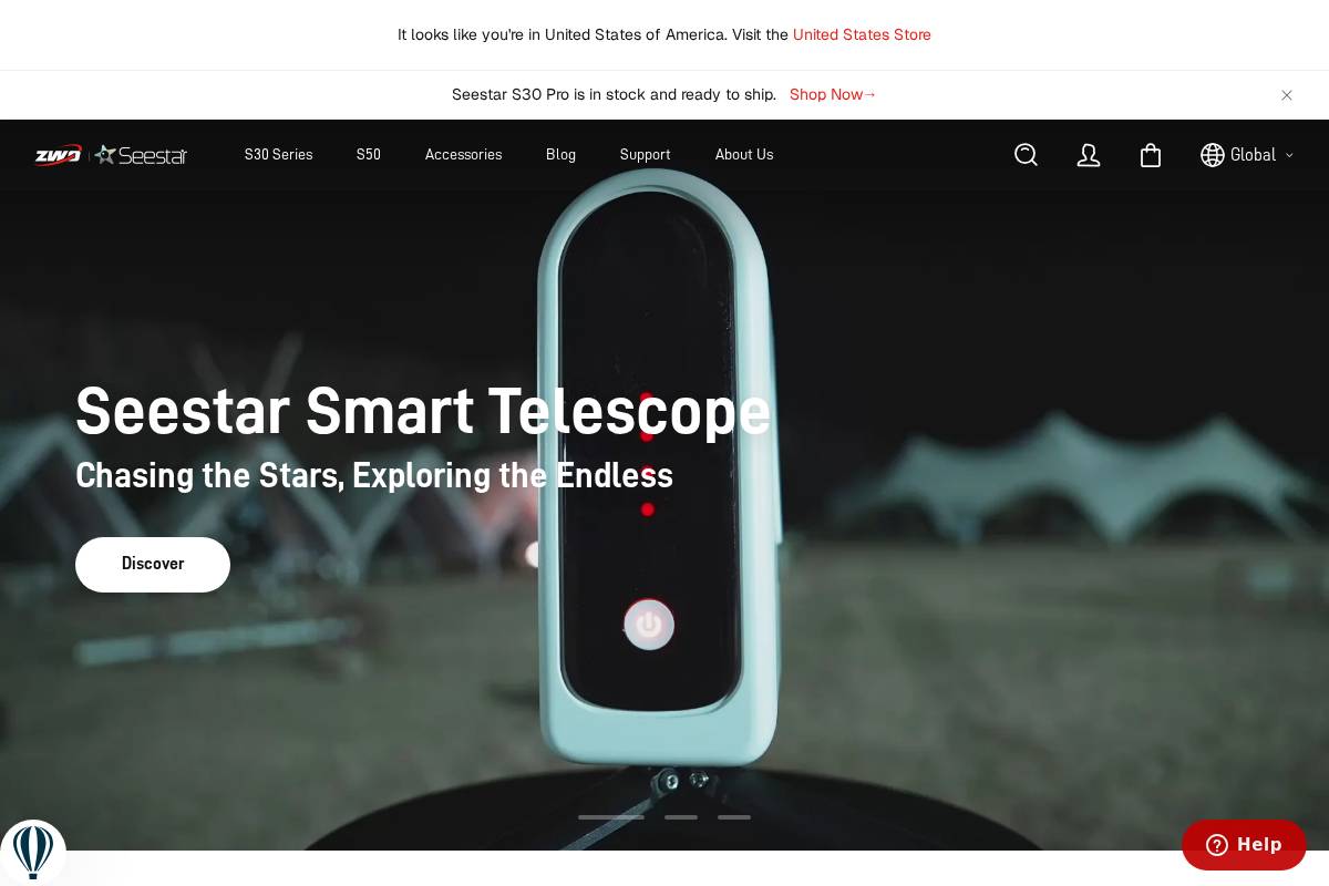 Seestar homepage screenshot