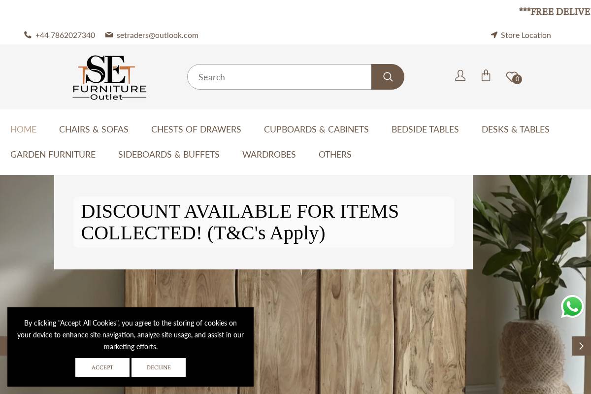 sefurnitureoutlet.com homepage screenshot