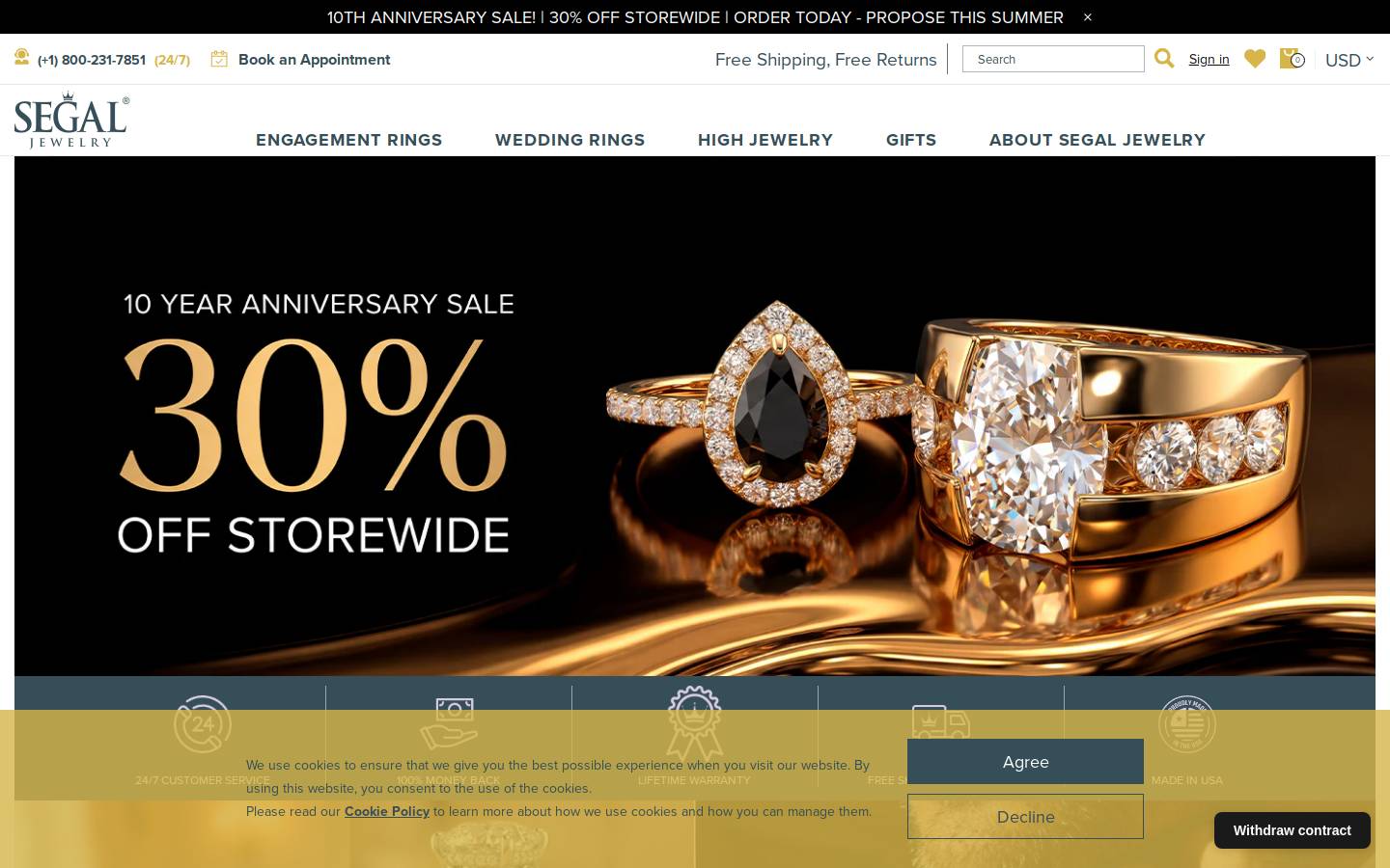 Segal Jewelry homepage screenshot