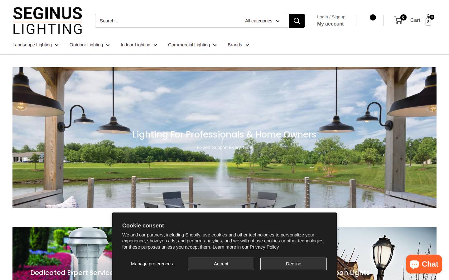 seginuslighting.com homepage screenshot
