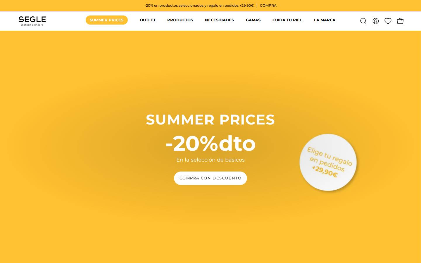 SEGLE Biotech Skincare homepage screenshot