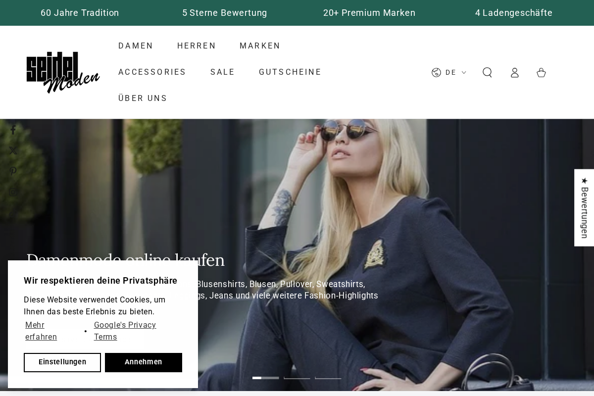 Seidel Moden GmbH homepage screenshot