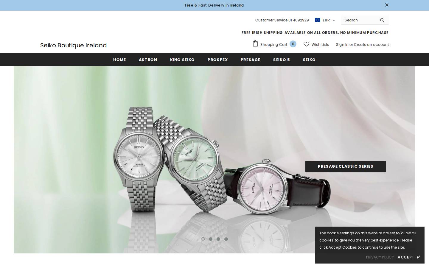 seikoboutique.ie homepage screenshot