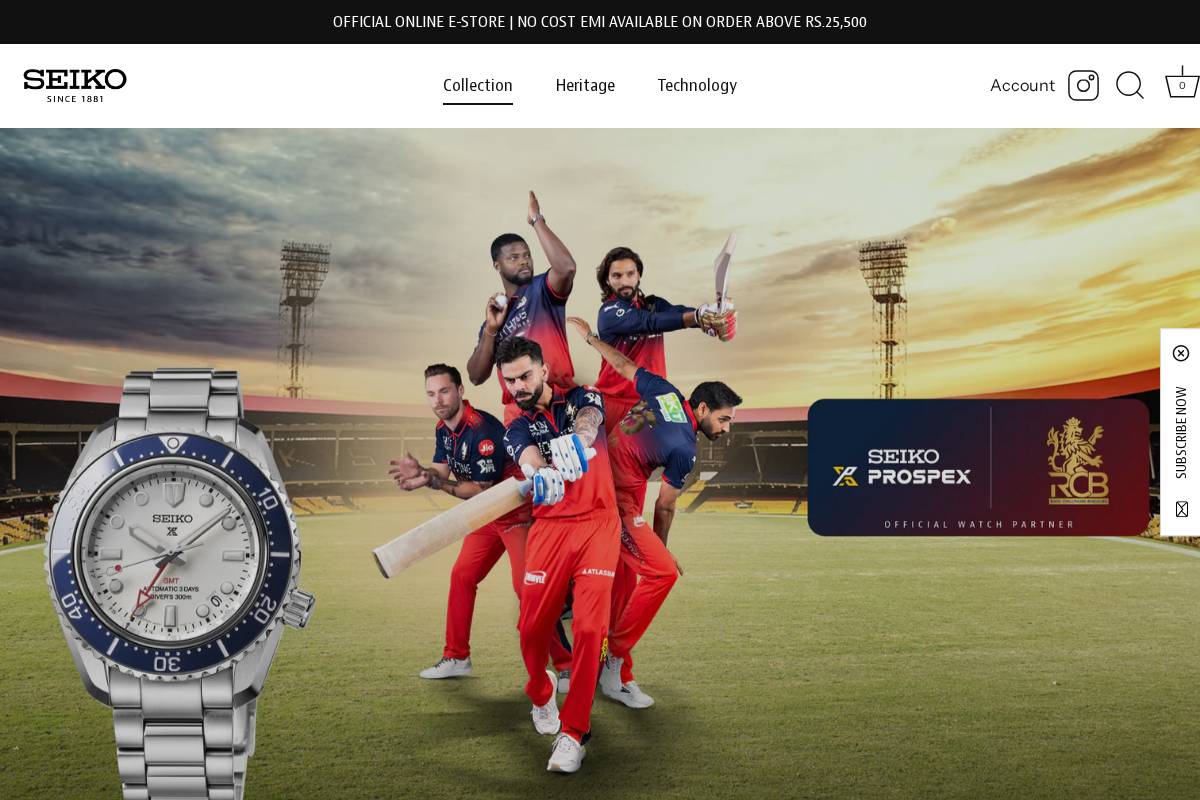 seikowatches.co.in homepage screenshot