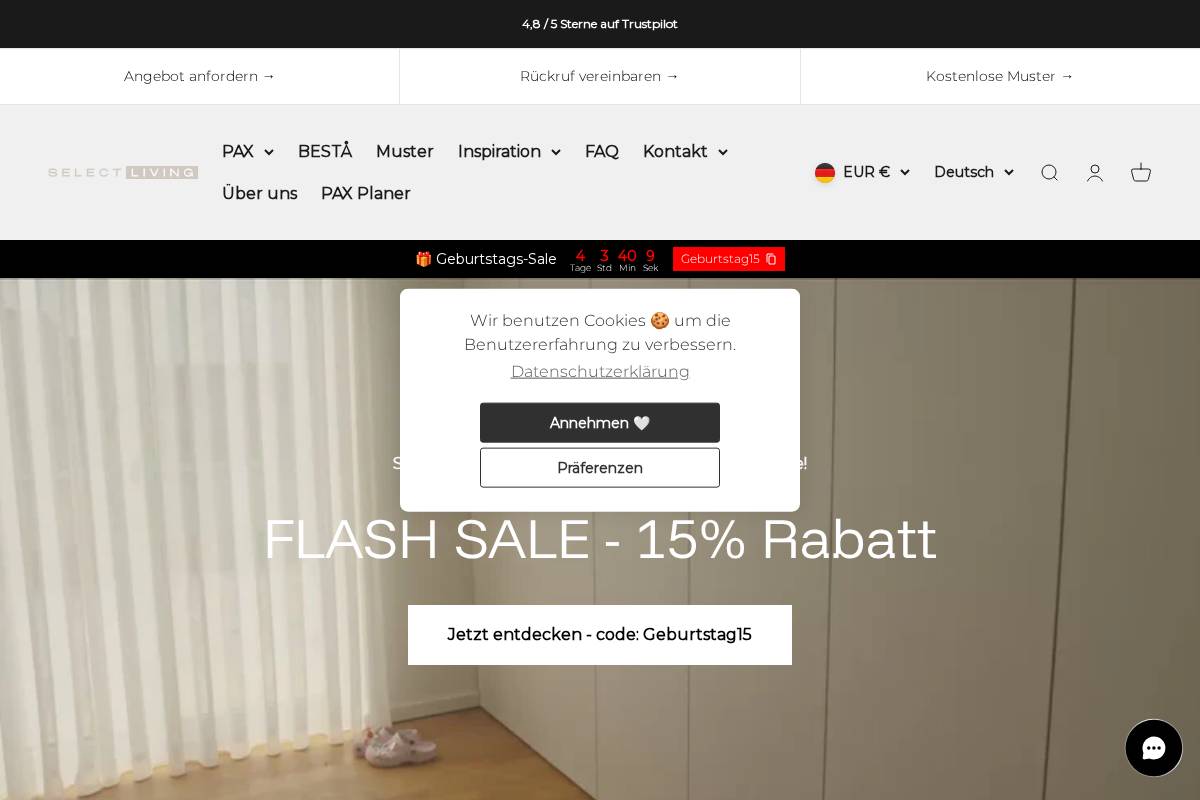 Select Living homepage screenshot