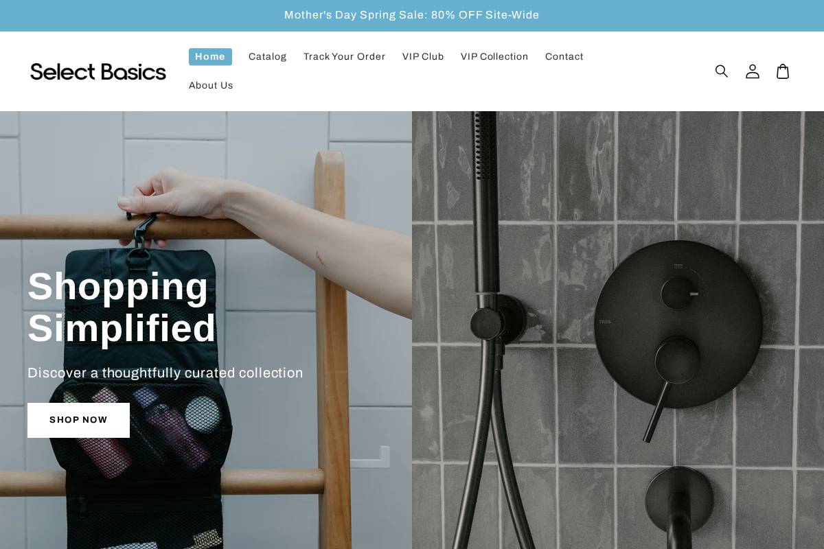 Select Basics homepage screenshot