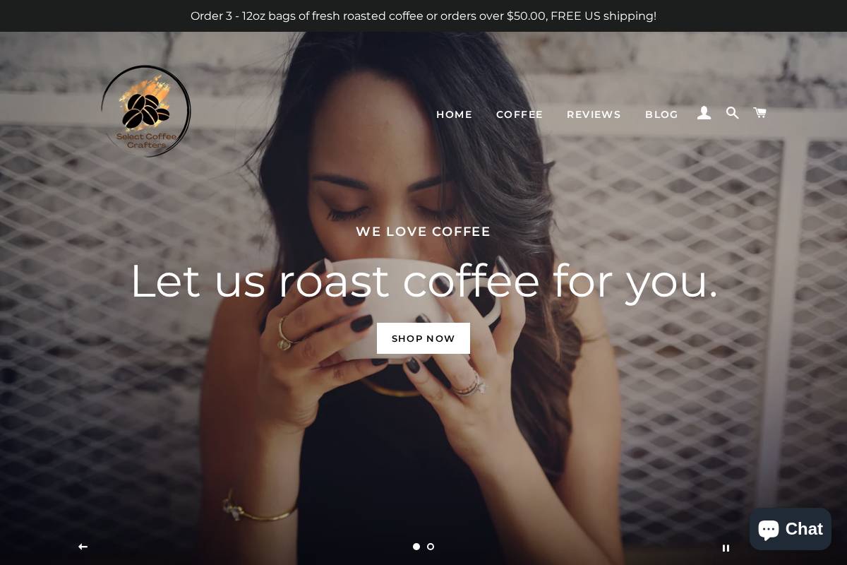 selectcoffeecrafters.com homepage screenshot