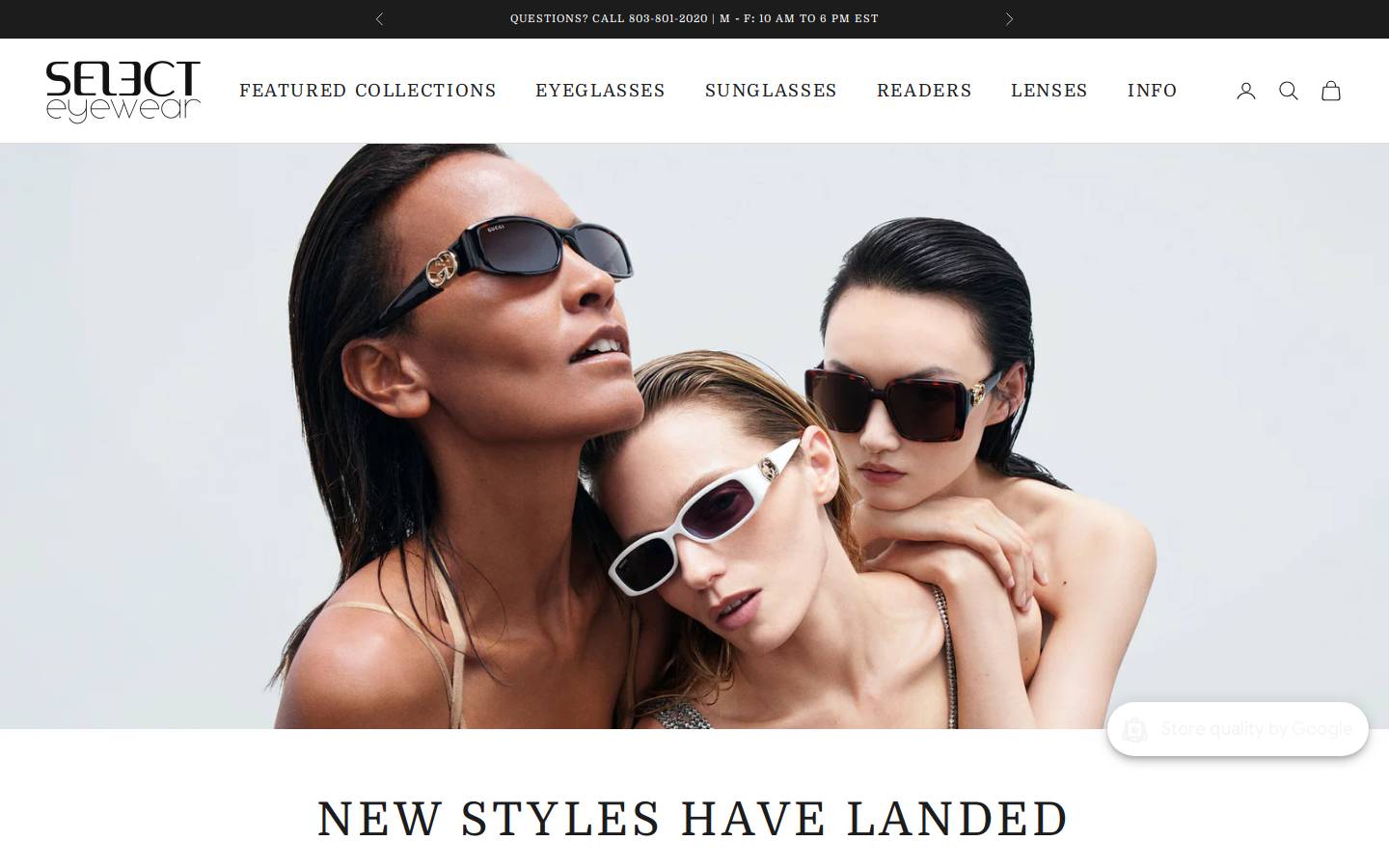 Select Eyewear homepage screenshot