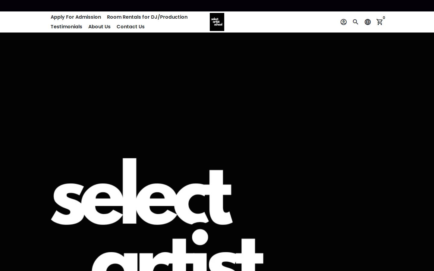 Select Artist School homepage screenshot
