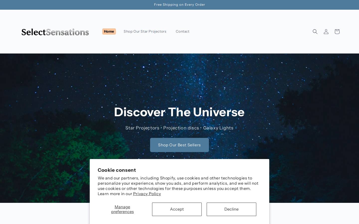 selectsensations.com homepage screenshot