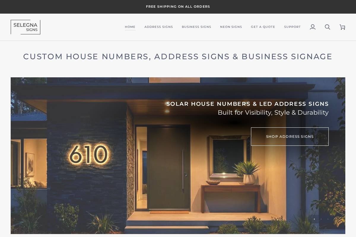 selegnasigns.com homepage screenshot