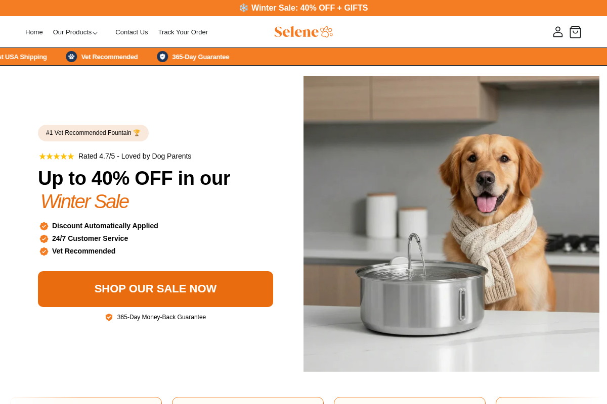 Selenepets homepage screenshot
