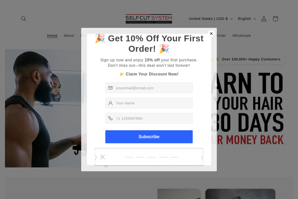 Self-Cut System homepage screenshot