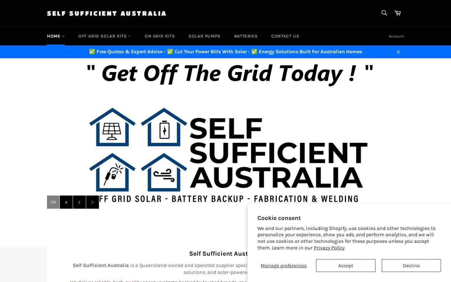 selfsufficientaus.com.au homepage screenshot