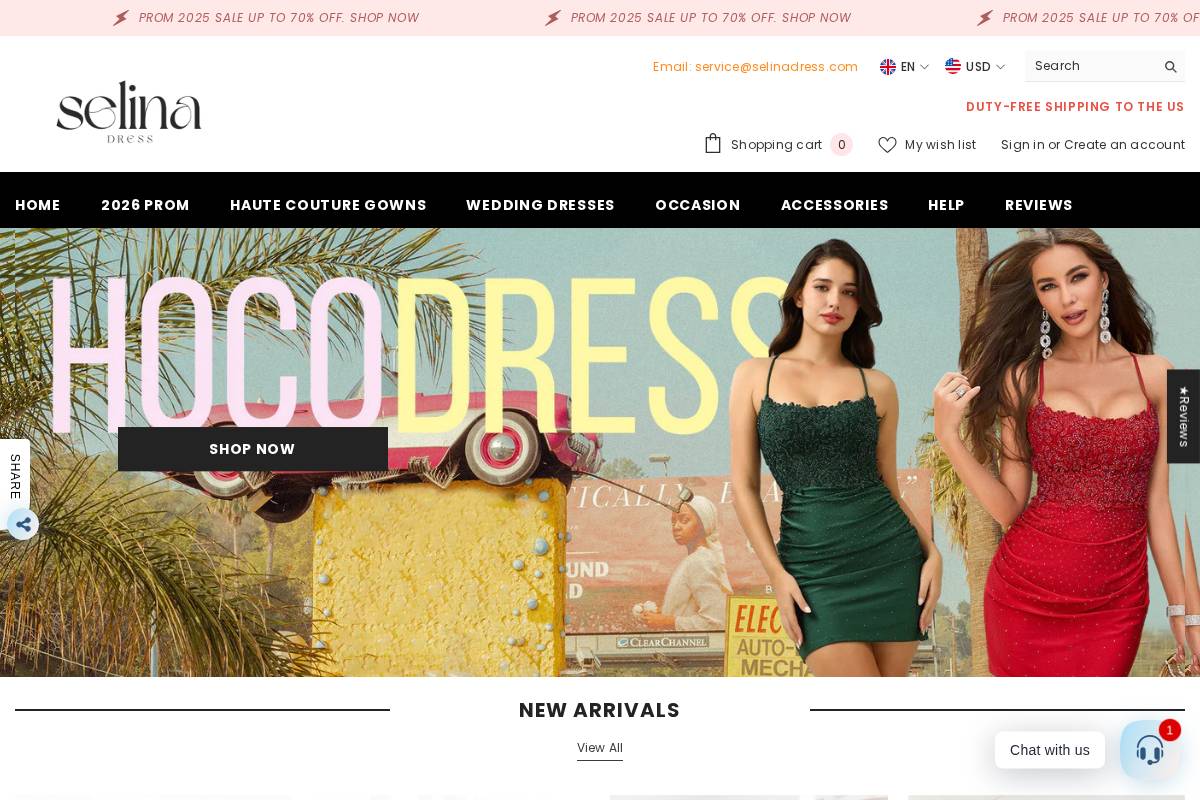 selinadress.com homepage screenshot