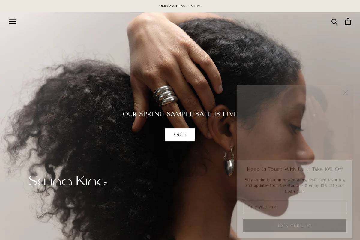 selinaking.com homepage screenshot