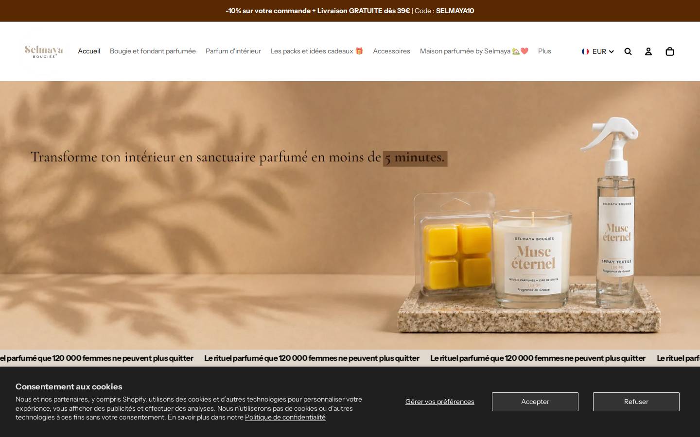 selmaya-bougies.fr homepage screenshot
