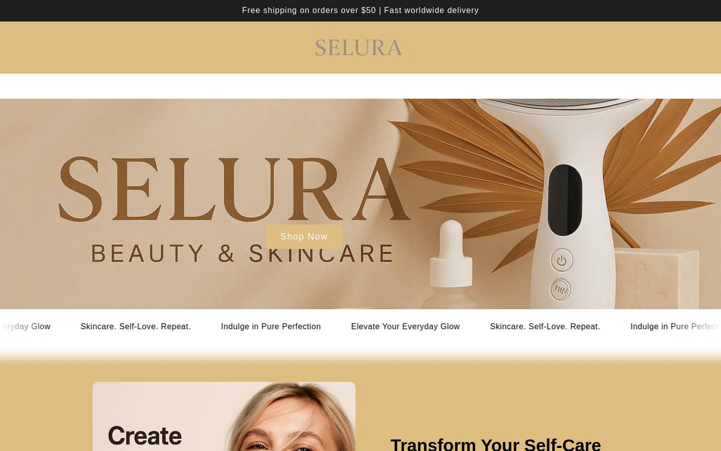 selurabeauty.com homepage screenshot