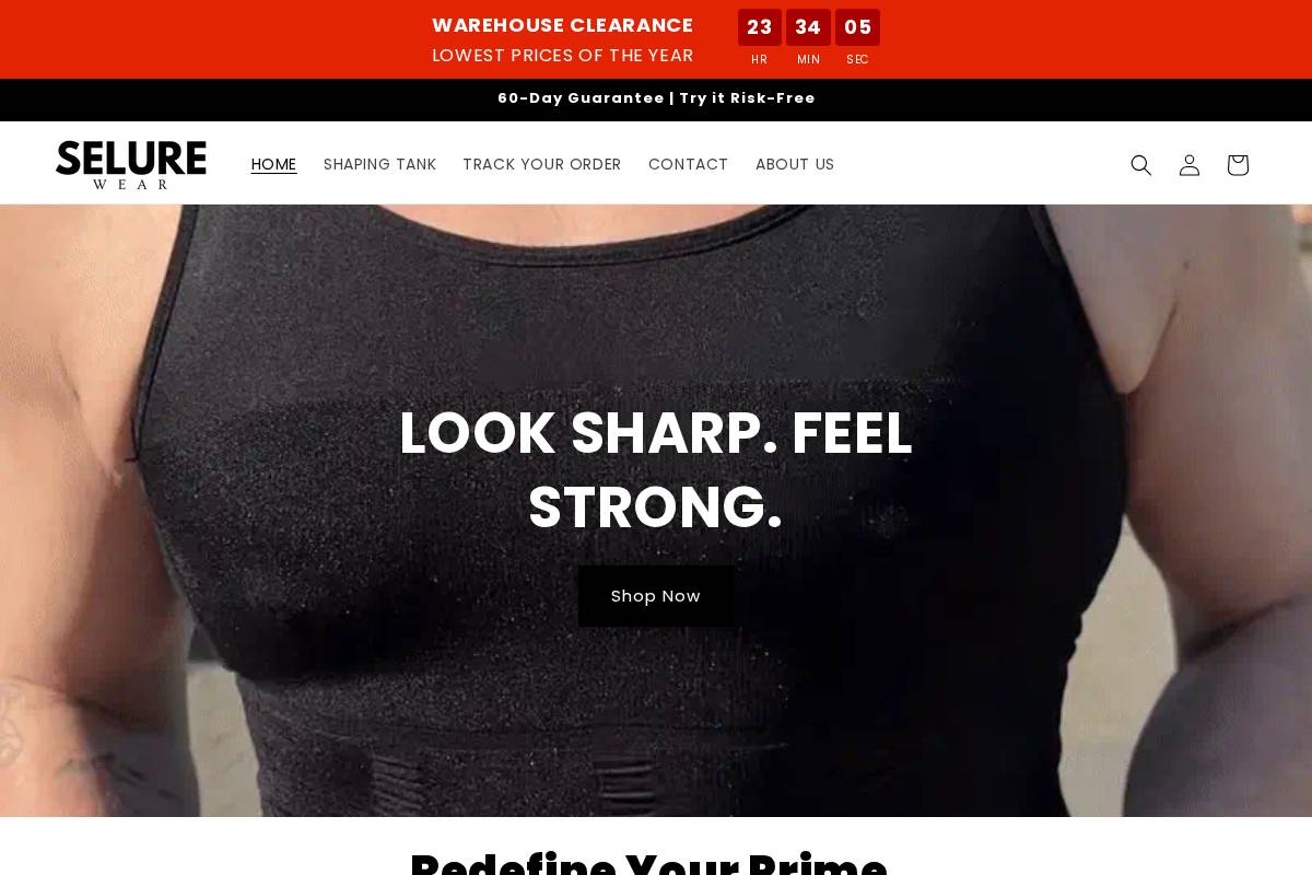 Selurewear homepage screenshot