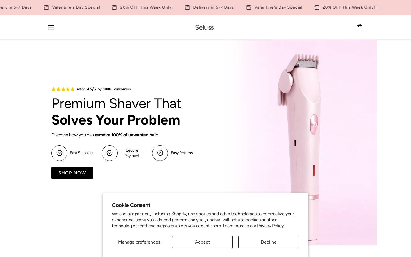seluss.com homepage screenshot