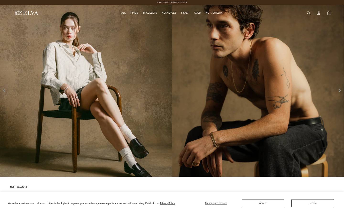 selvajewelry.com homepage screenshot