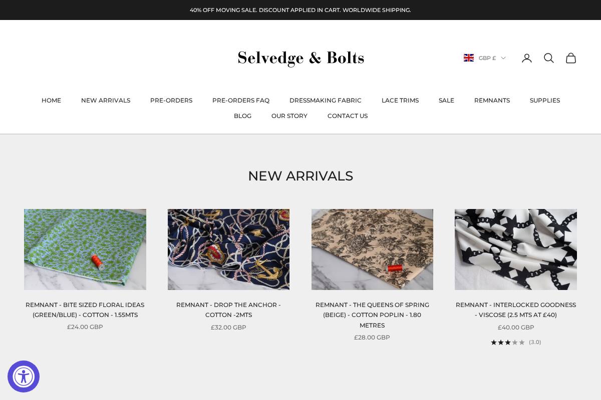 selvedgeandbolts.com homepage screenshot