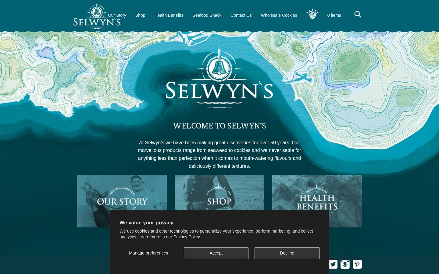 selwynsseafoods.com homepage screenshot