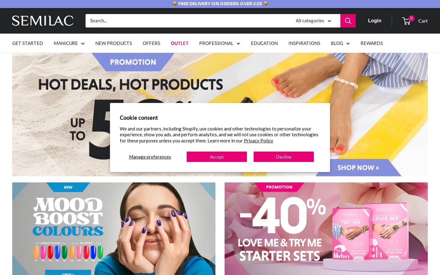 semilacshop.co.uk homepage screenshot