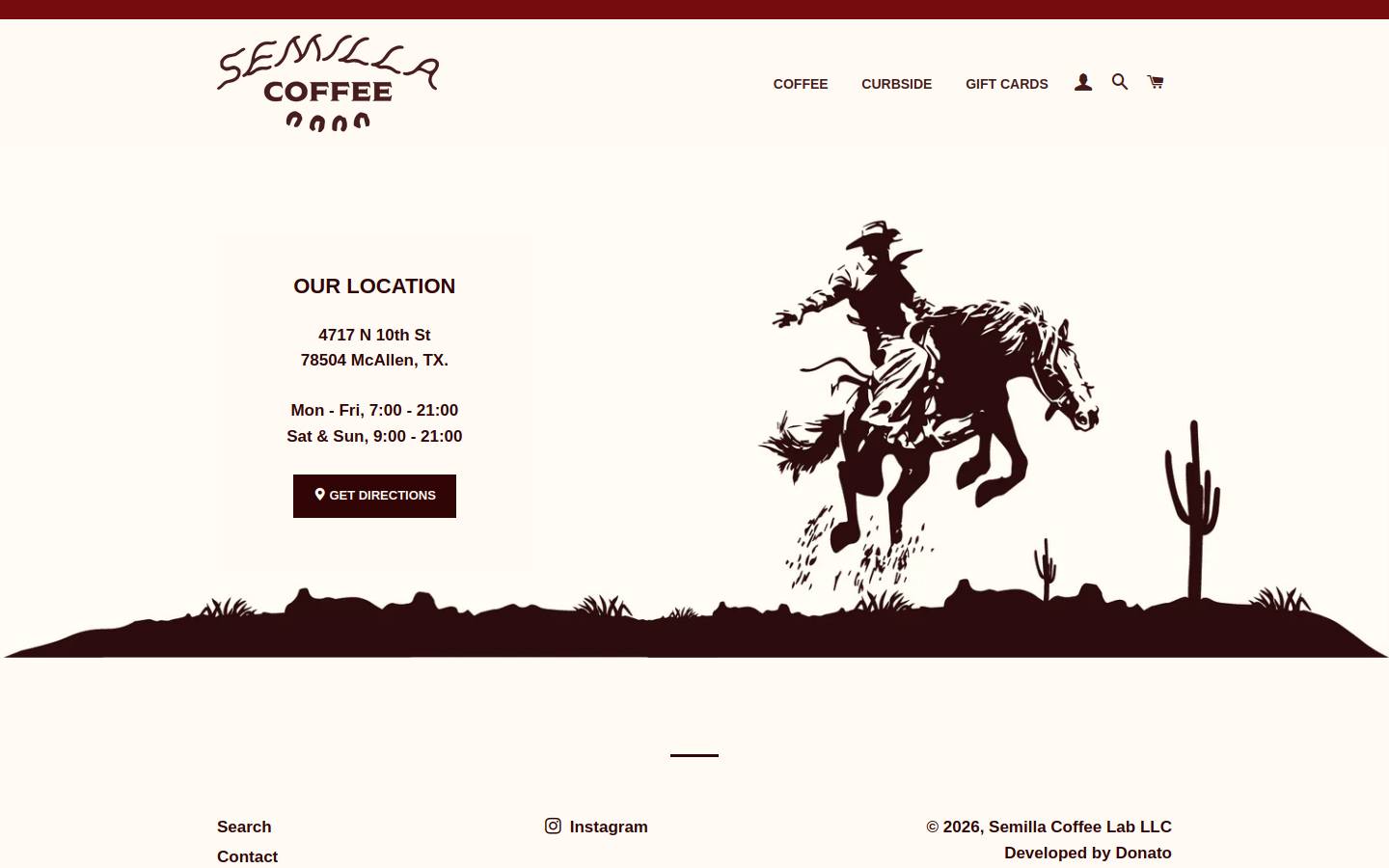 semillacoffeelab.com homepage screenshot