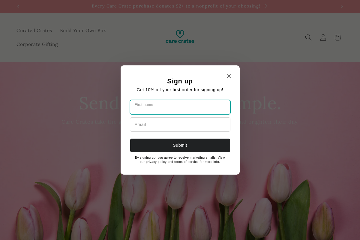 Care Crates homepage screenshot