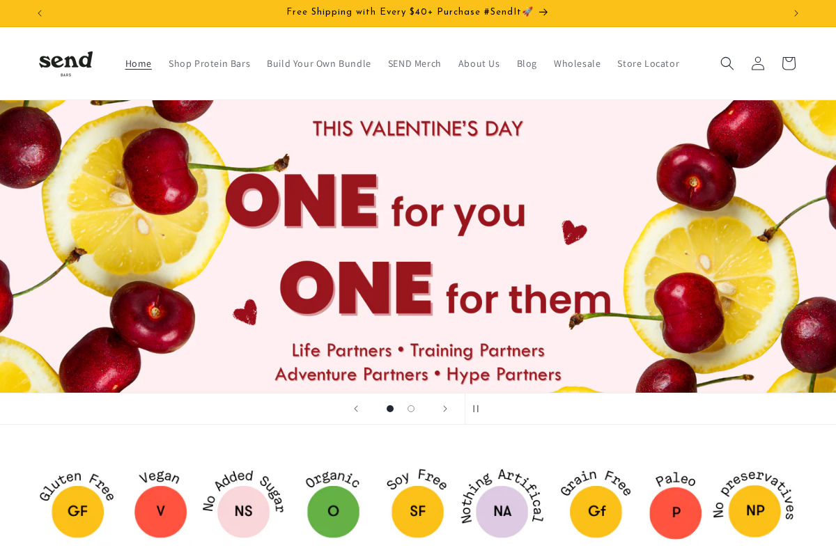 Send Bars homepage screenshot