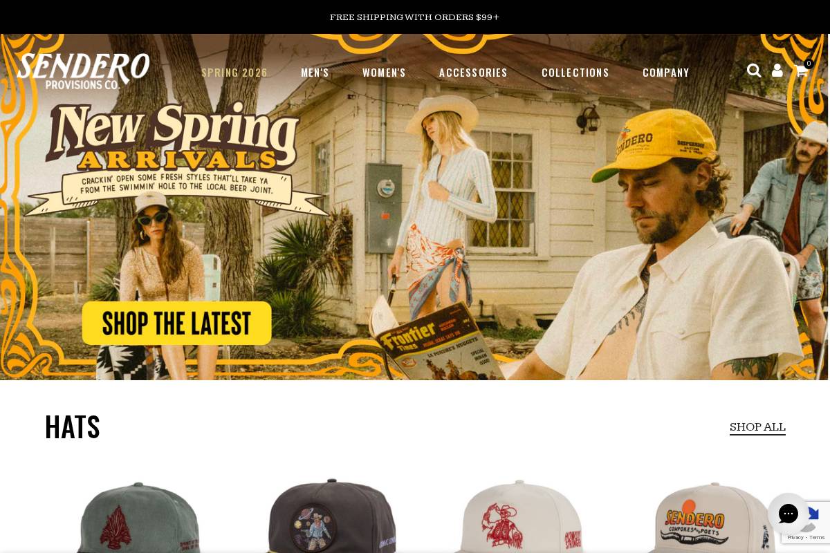 Sendero Provisions Co. homepage screenshot