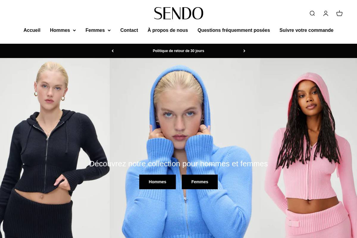 Sendowear homepage screenshot